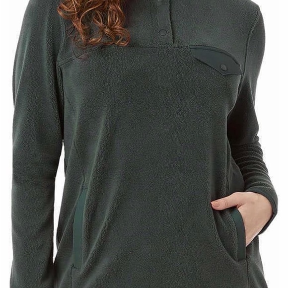 32 Degrees Tops - 32 Degrees Heat Women’s Basil Green Midweight Snap Arctic Fleece Pullover 2XL